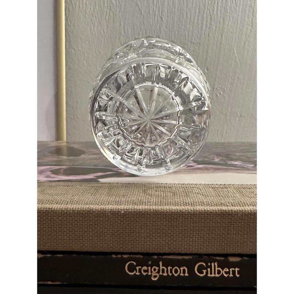 Vintage Etched Clear Cut Crystal Lead Vase Hand Cut Heavy Weight - Picture 3 of 4